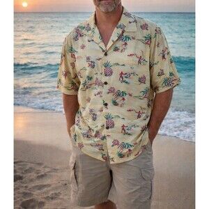 Vintage Hawaiian Tropical Shirt Mens 3X Joe Kealoha's Coastal Vacation Resort